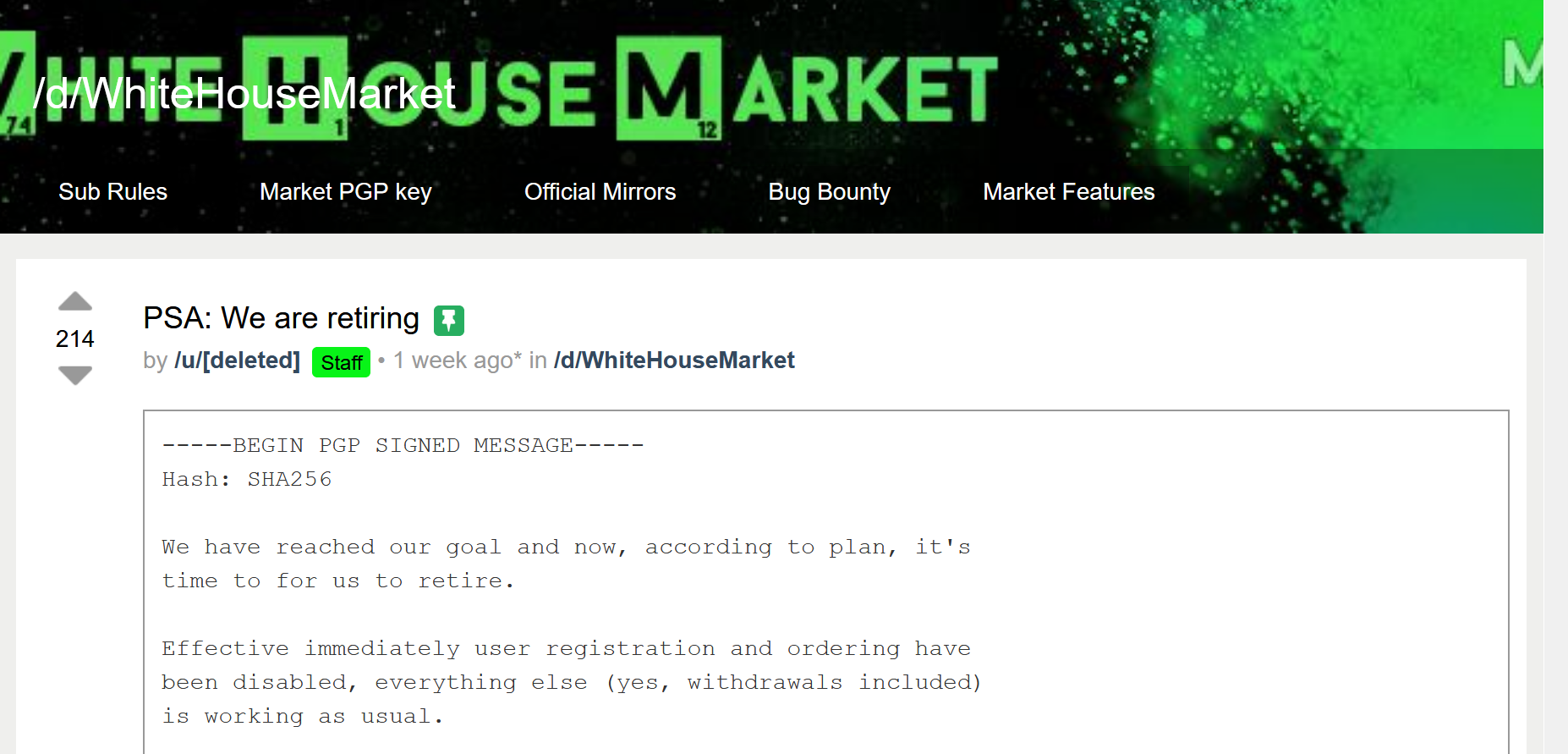 White House Darknet Market